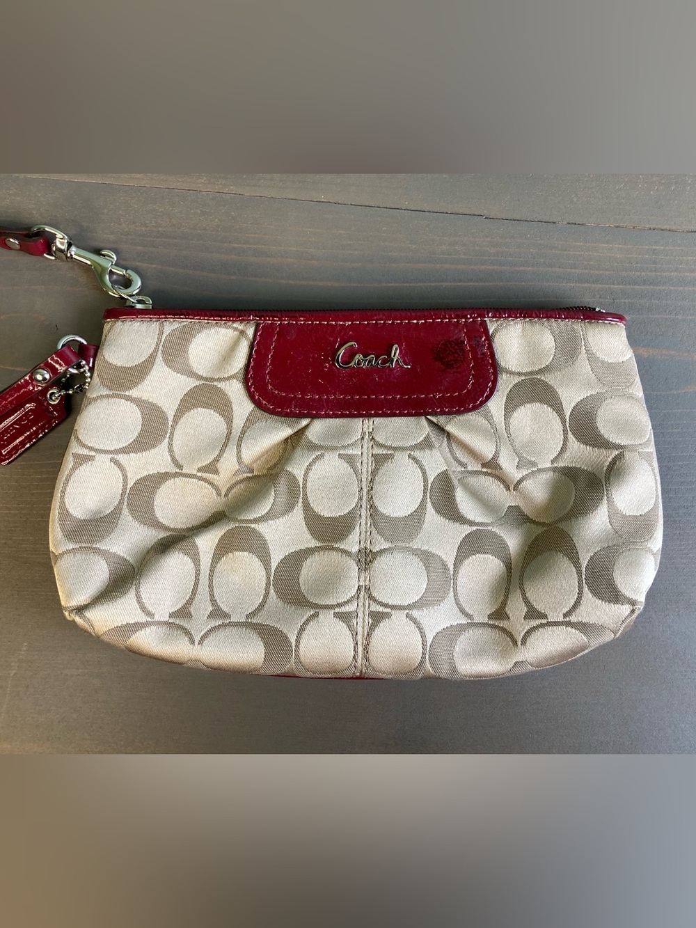 Vintage Y2K Coach Signature Pleated Large Wristlet